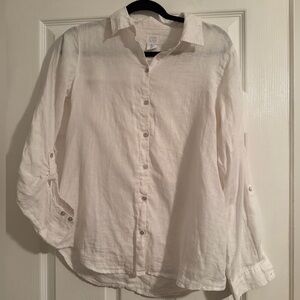 Sigrid Olsen 100% linen button-down shirt
